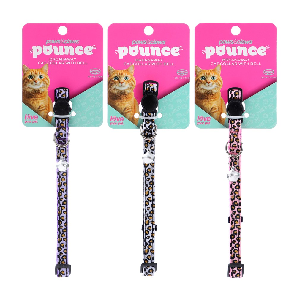 Pounce Breakaway Cat Collar with Bell – Assorted Patterns