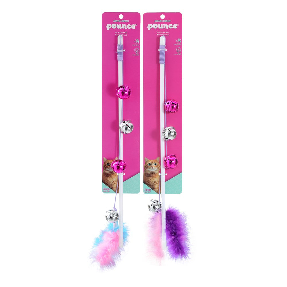 Pounce Play Wand Cat Toy With Bells 50cm Assorted