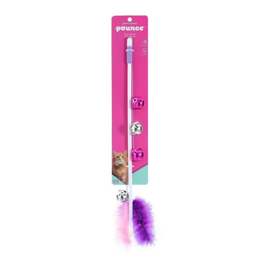 Pounce Play Wand Cat Toy With Bells 50cm Assorted
