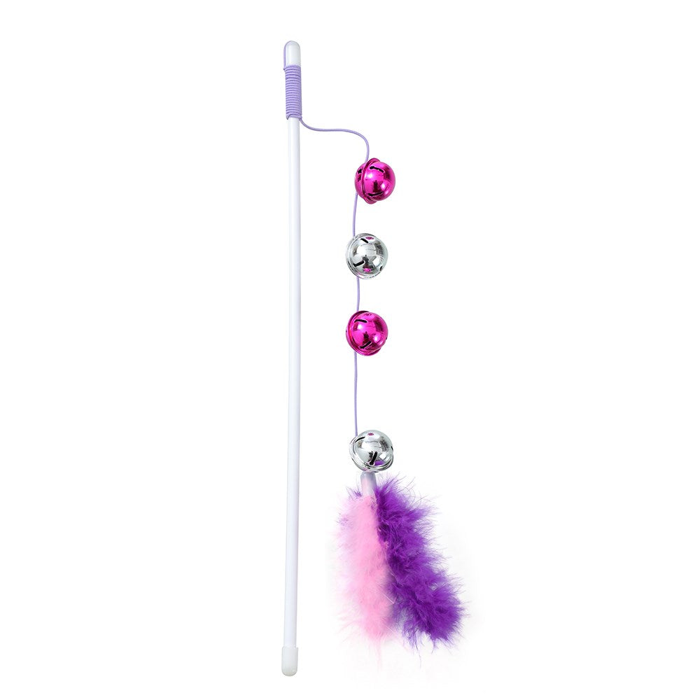 Pounce Play Wand Cat Toy With Bells 50cm Assorted