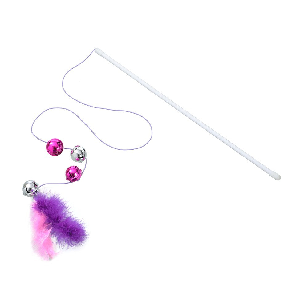 Pounce Play Wand Cat Toy With Bells 50cm Assorted