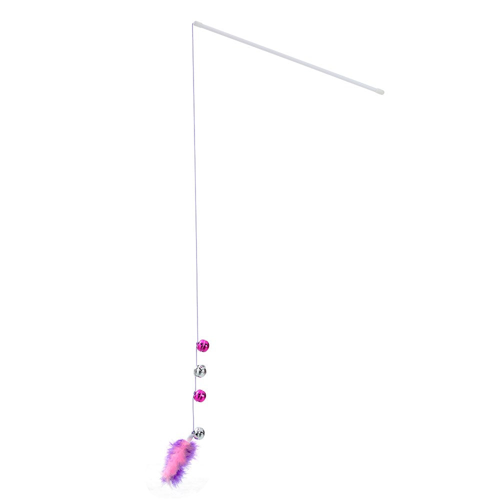 Pounce Play Wand Cat Toy With Bells 50cm Assorted