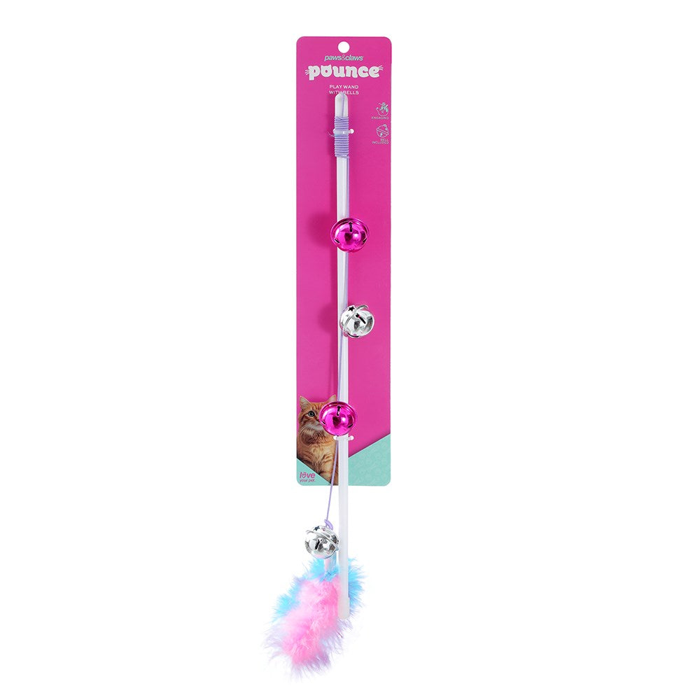 Pounce Play Wand Cat Toy With Bells 50cm Assorted