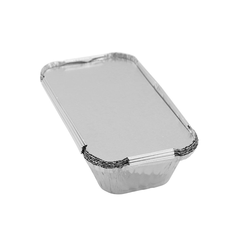 Rectangle Foil Containers with Lids – 20 × 11 × 5cm (6 Pack)