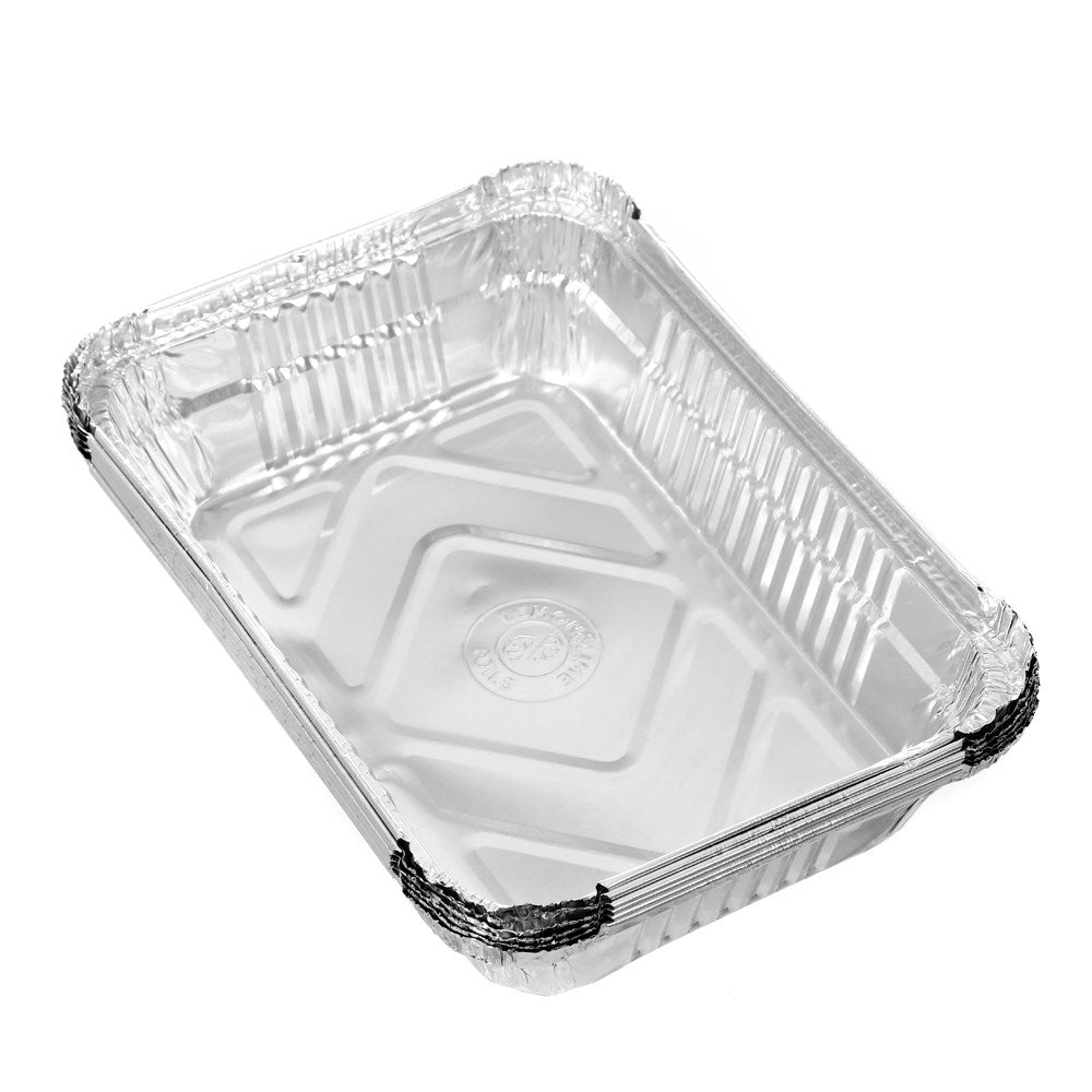 Rectangle Foil Containers with Lids – 22 × 15.5 × 5cm (6 Pack)
