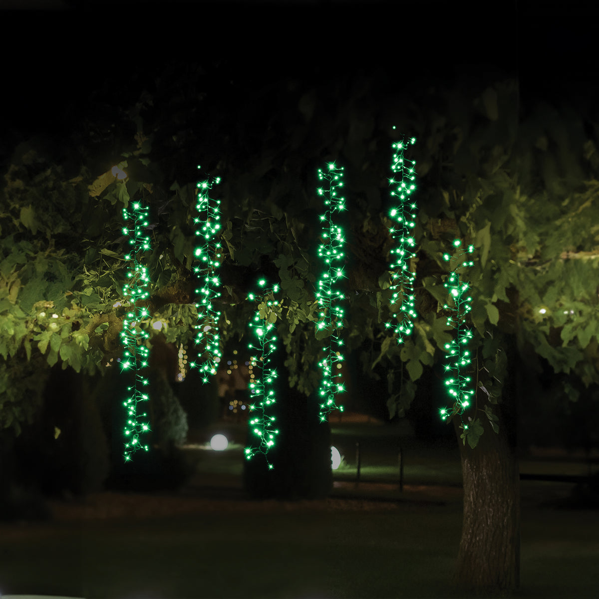 Solar 480 LED Tree Clusters Green