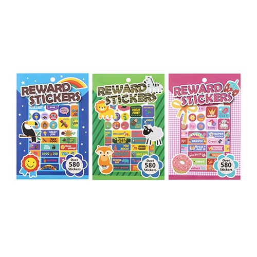 Stickers Kids Reward Book 580Pc 3 Asstd