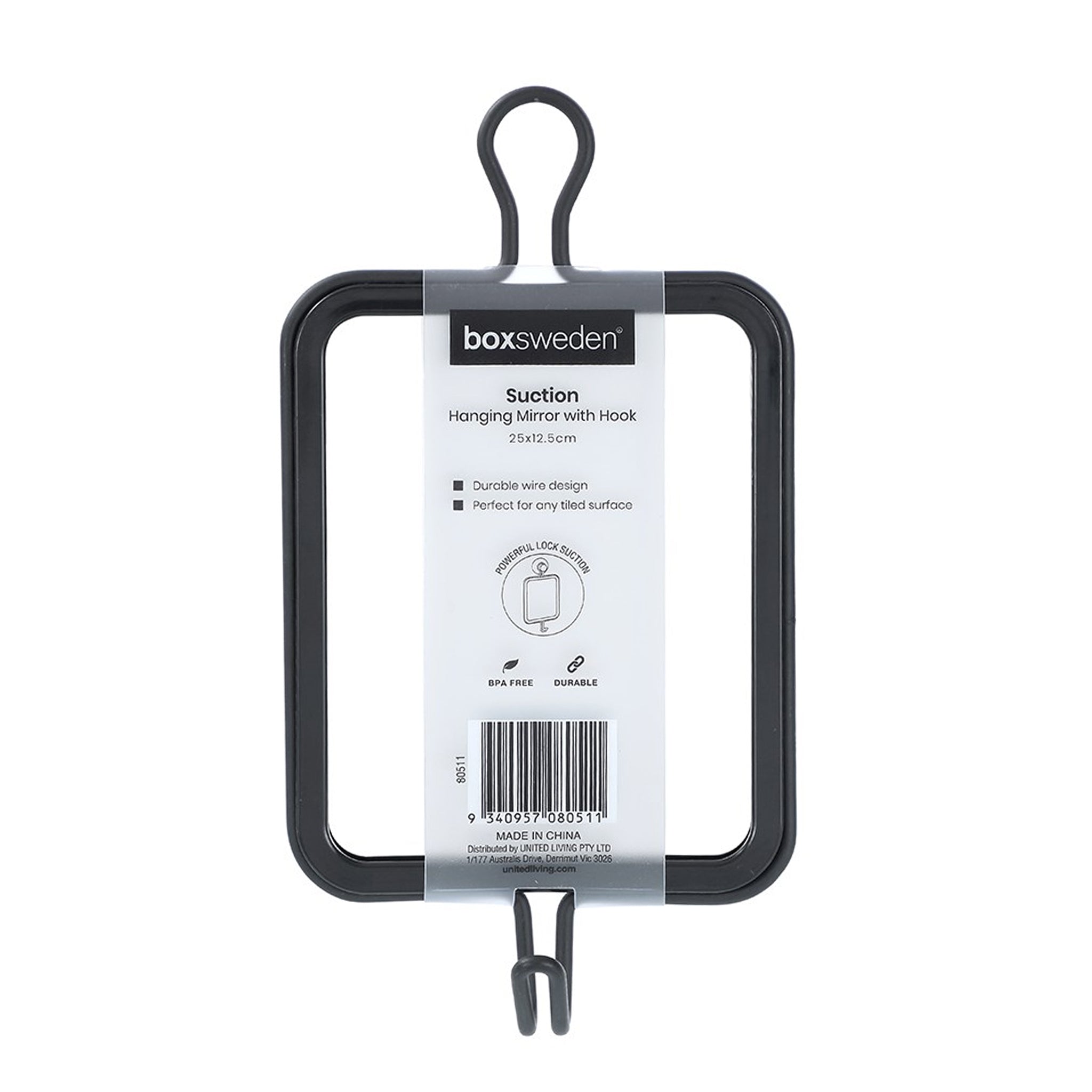 Suction Hanging Mirror with Hook – 25 × 12.5cm