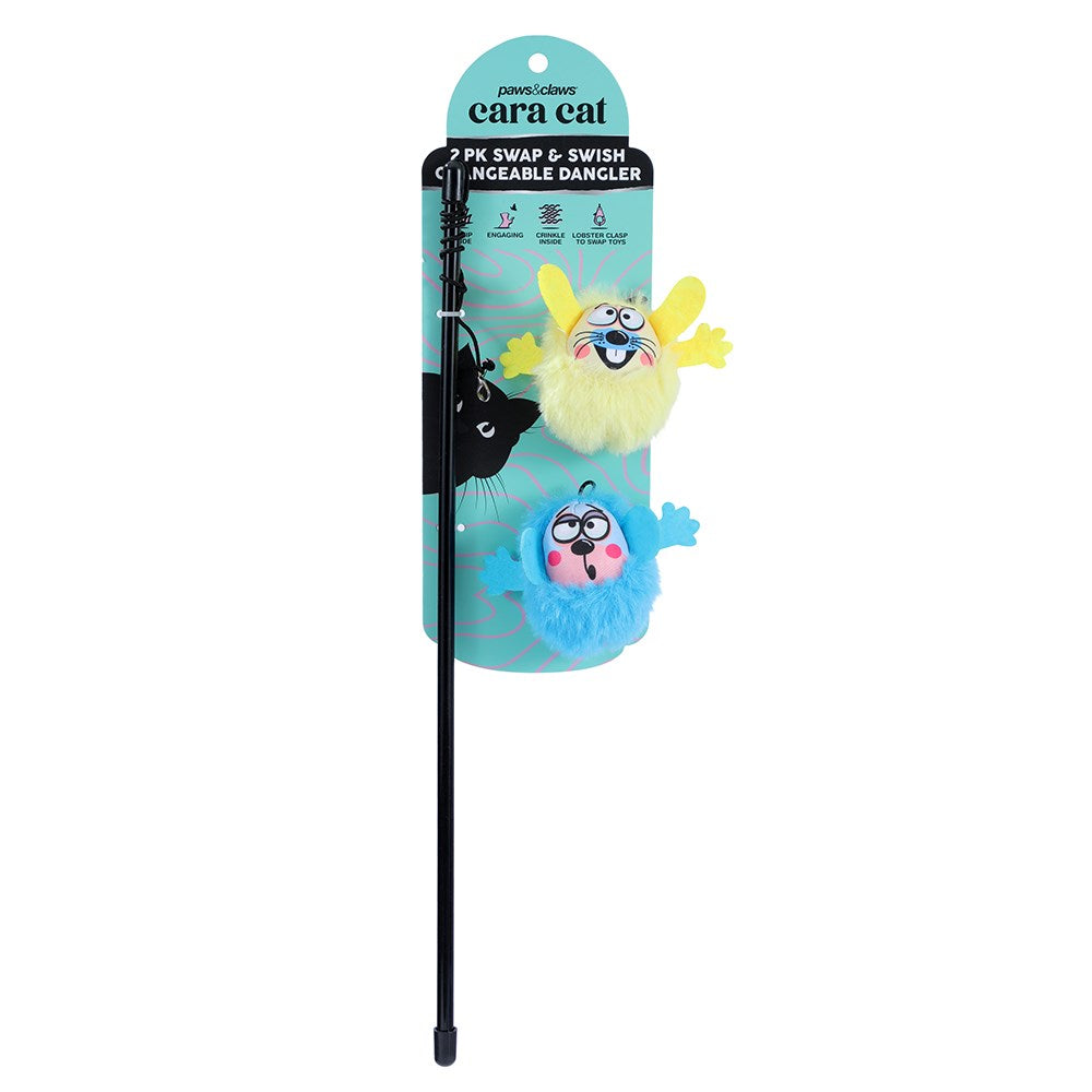 Swap & Swish Changeable Cat Dangler – 40cm (Blue/Yellow)