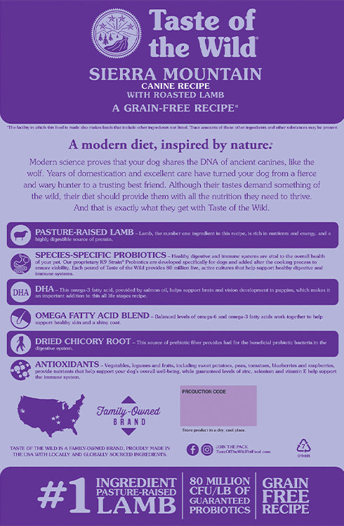 Taste Of The Wild Adult Dry Dog Food Sierra Mountain
