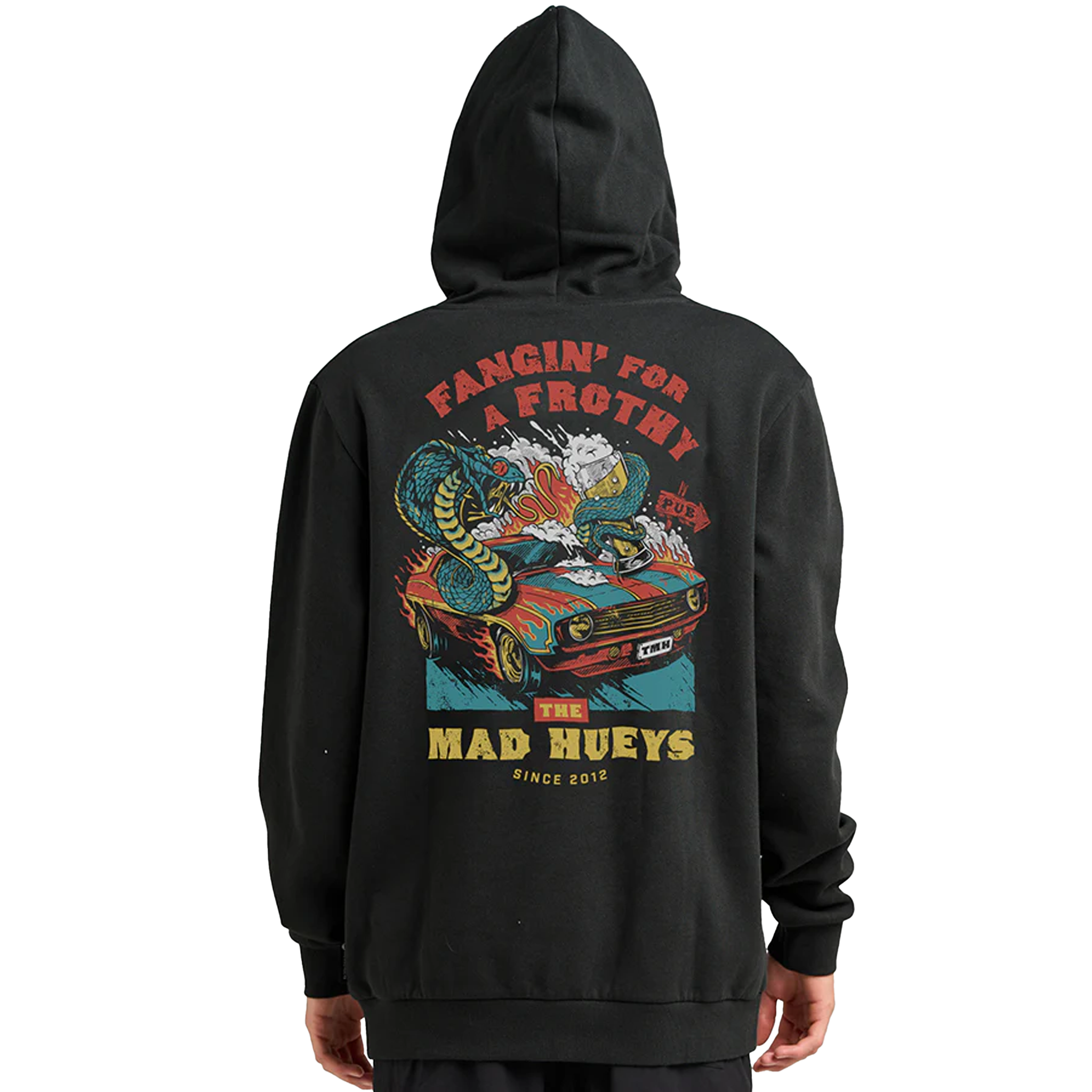 The Mad Hueys Frothy Fanging Washed Black Hoodie