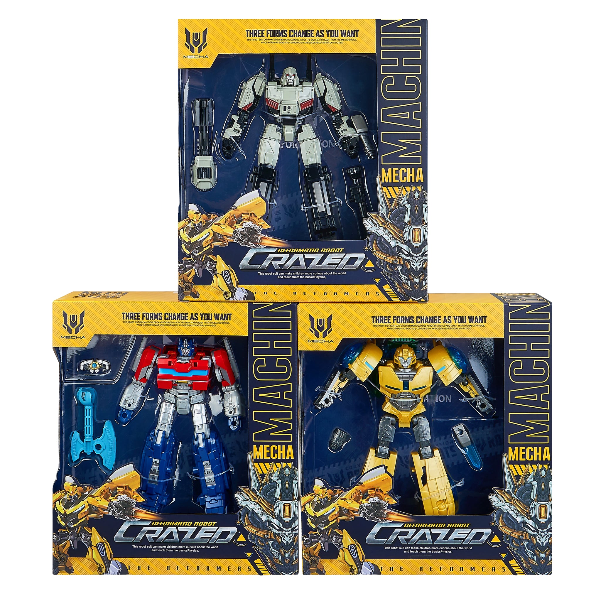 Transformable Robots with accessories 3 assorted