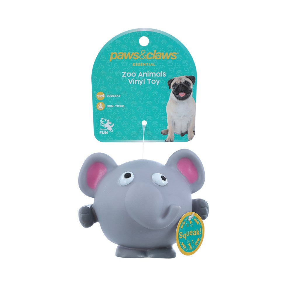 Vinyl Zoo Animal Squeaky Dog Toy – 11 × 9cm (Assorted)