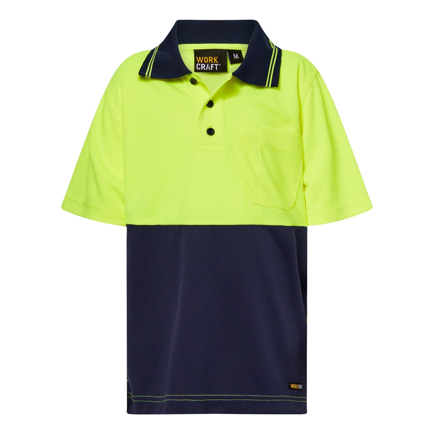 WorkCraft Kids Hi Vis Short Sleeve Micromesh Polo with Pocket