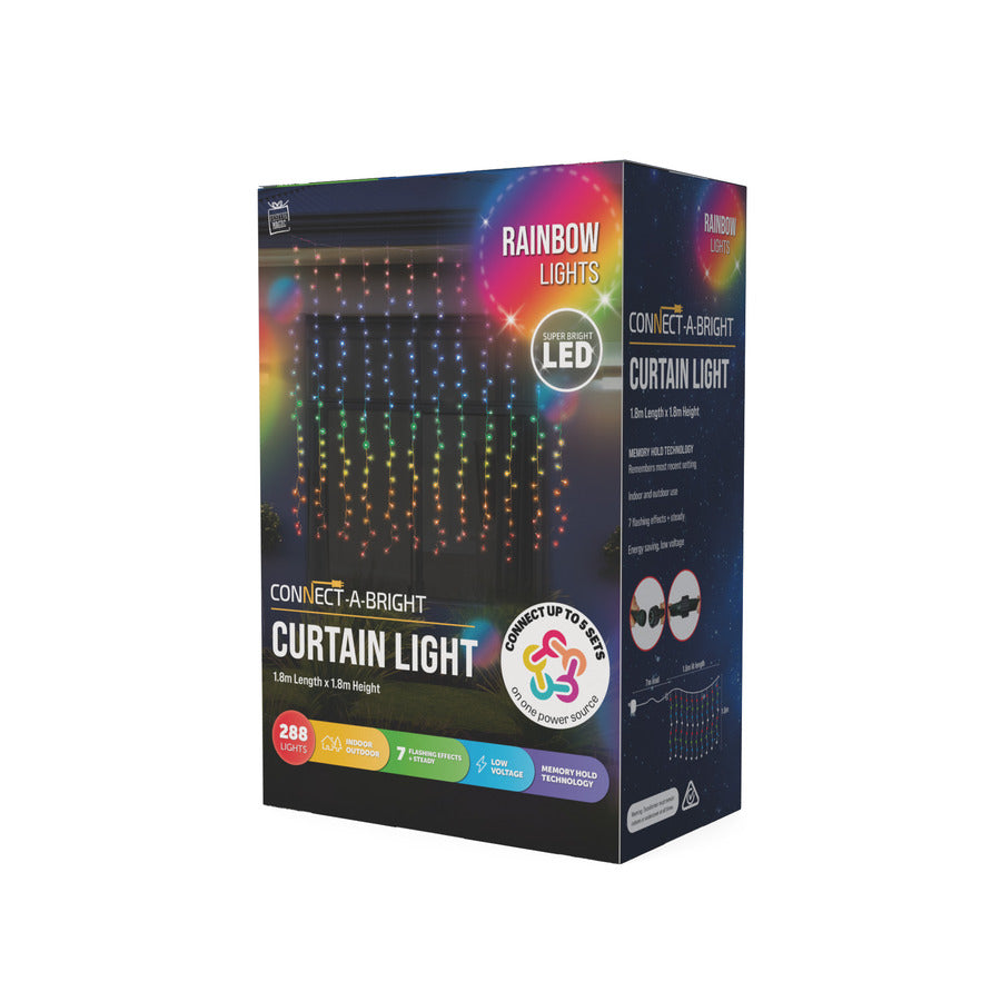 LED Curtain 288l Connectable Rainbow Flash