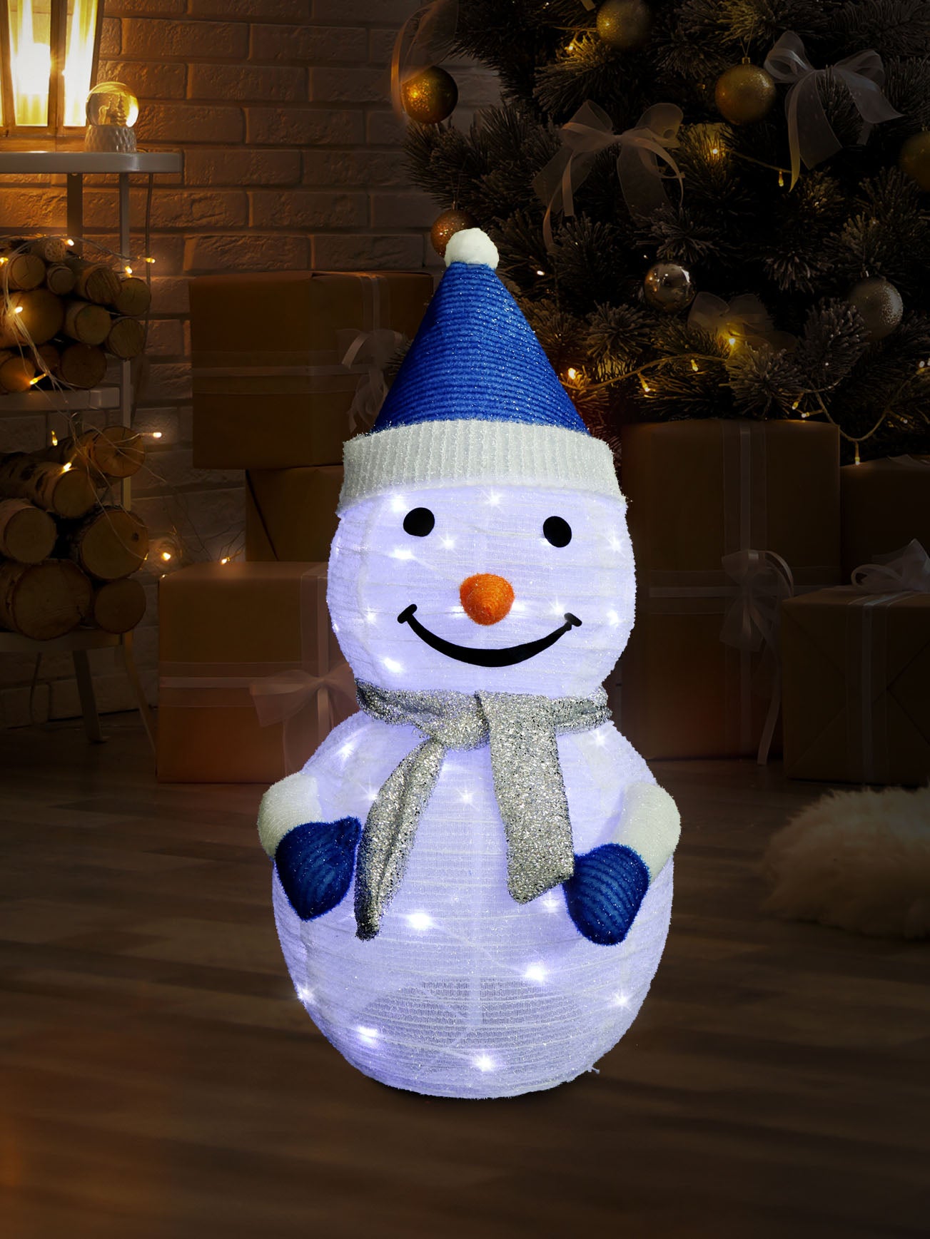 LED Pop Up Tinsel Snowman Twinkle 70cm Asst