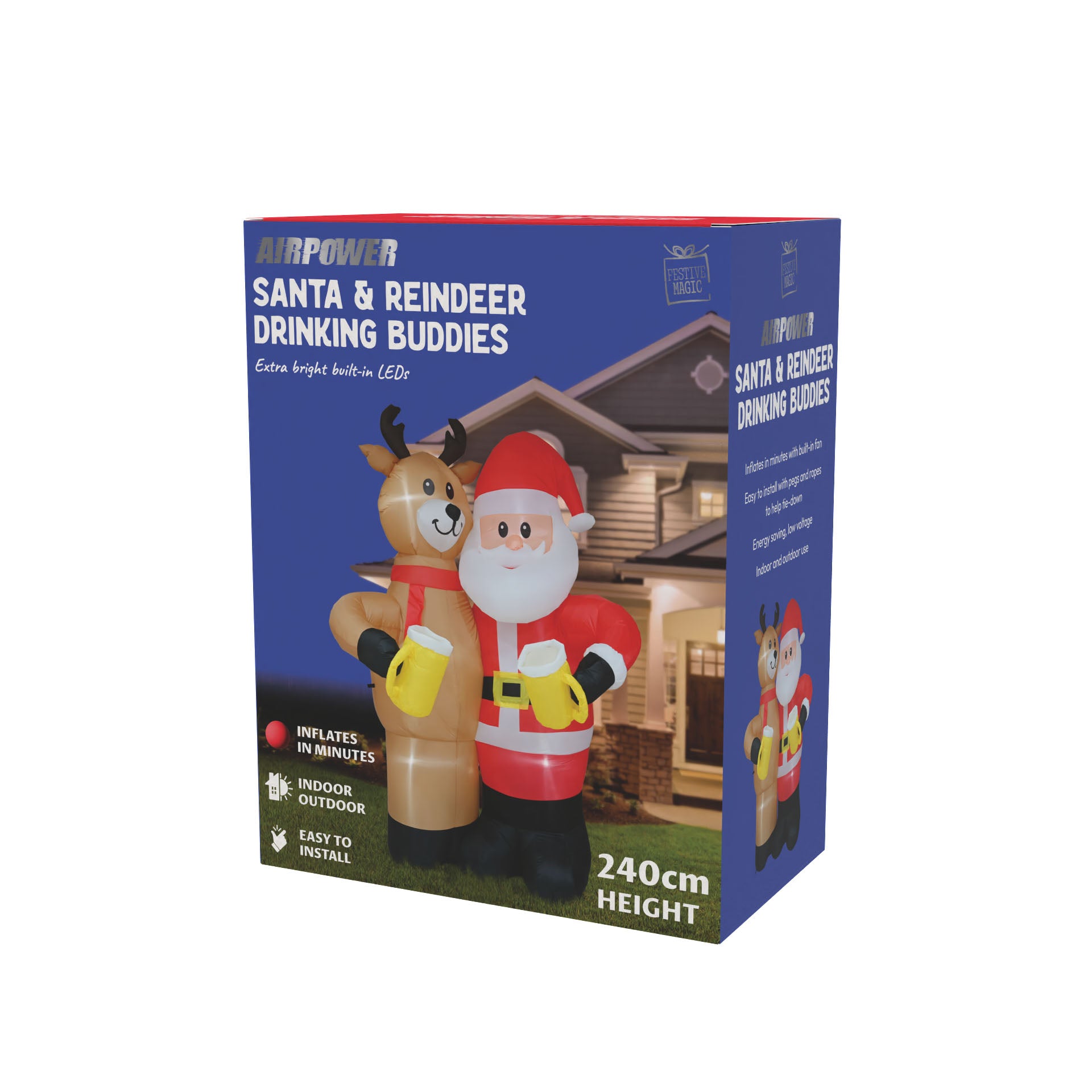 Inflatable Santa & Reindeer Drinking Buddies 240cm