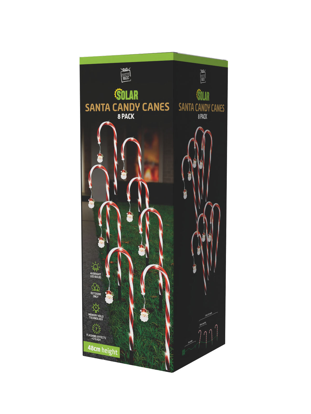 Solar Candy Cane With Santas 8pk