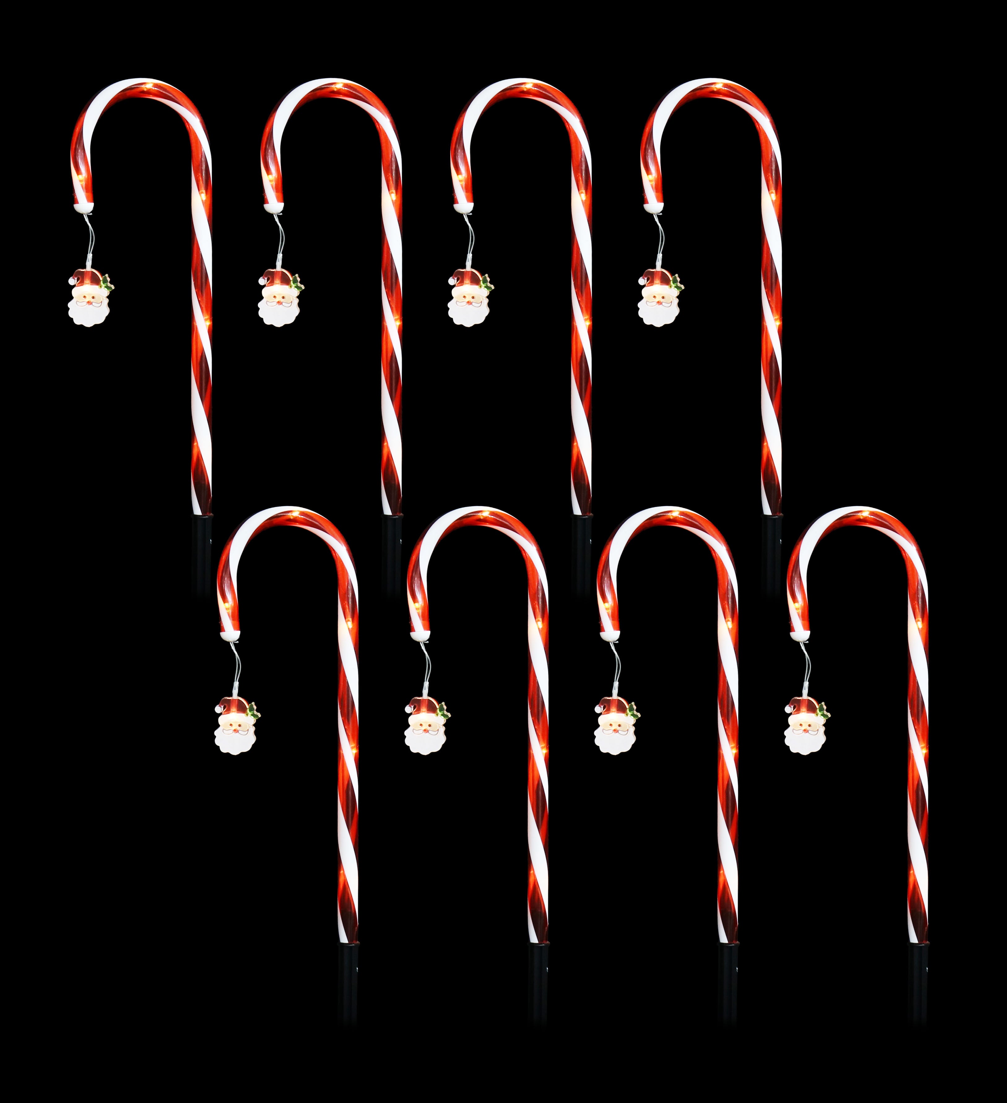 Solar Candy Cane With Santas 8pk
