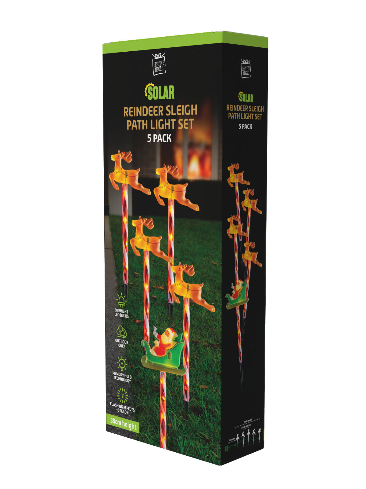 Solar Santa Sleigh Path Set Flashing 5pk