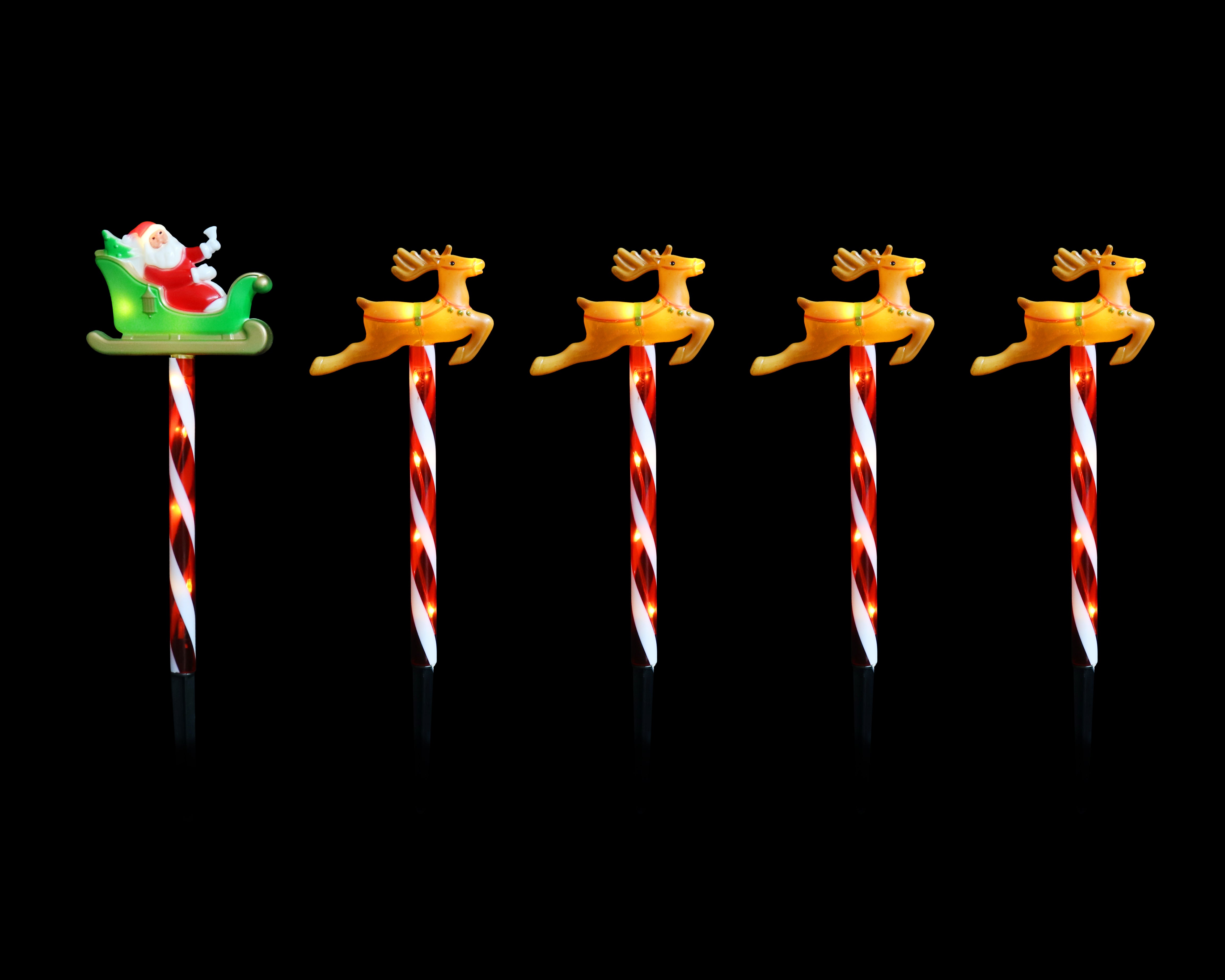 Solar Santa Sleigh Path Set Flashing 5pk