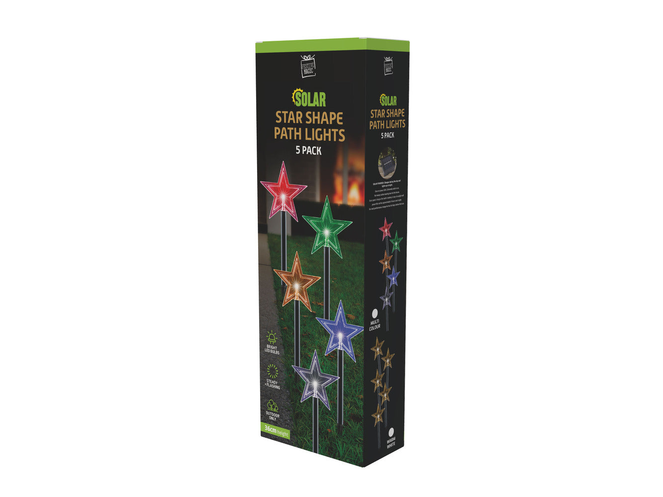 Solar LED Star Path Lights 5pk Asst