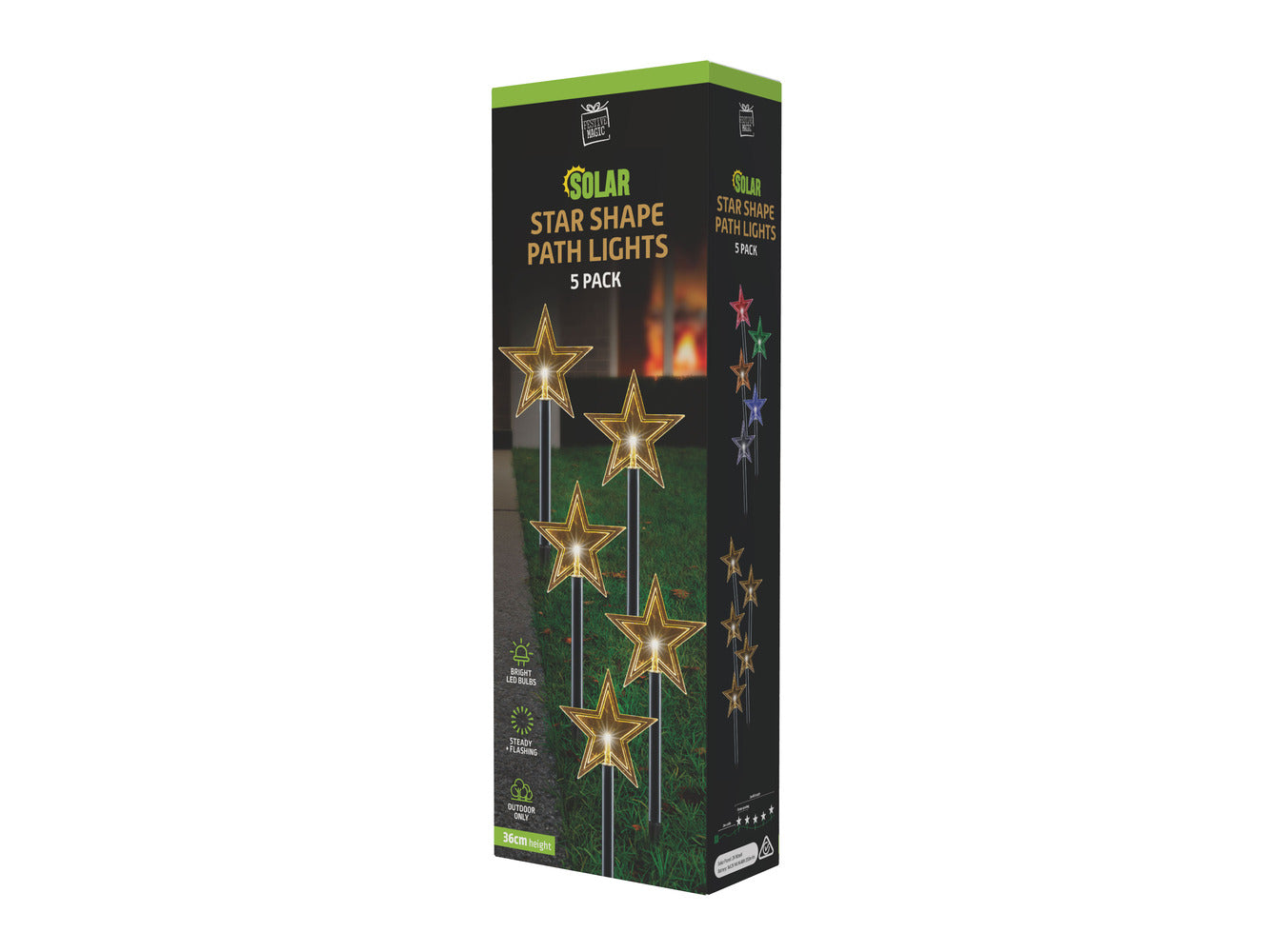 Solar LED Star Path Lights 5pk Asst