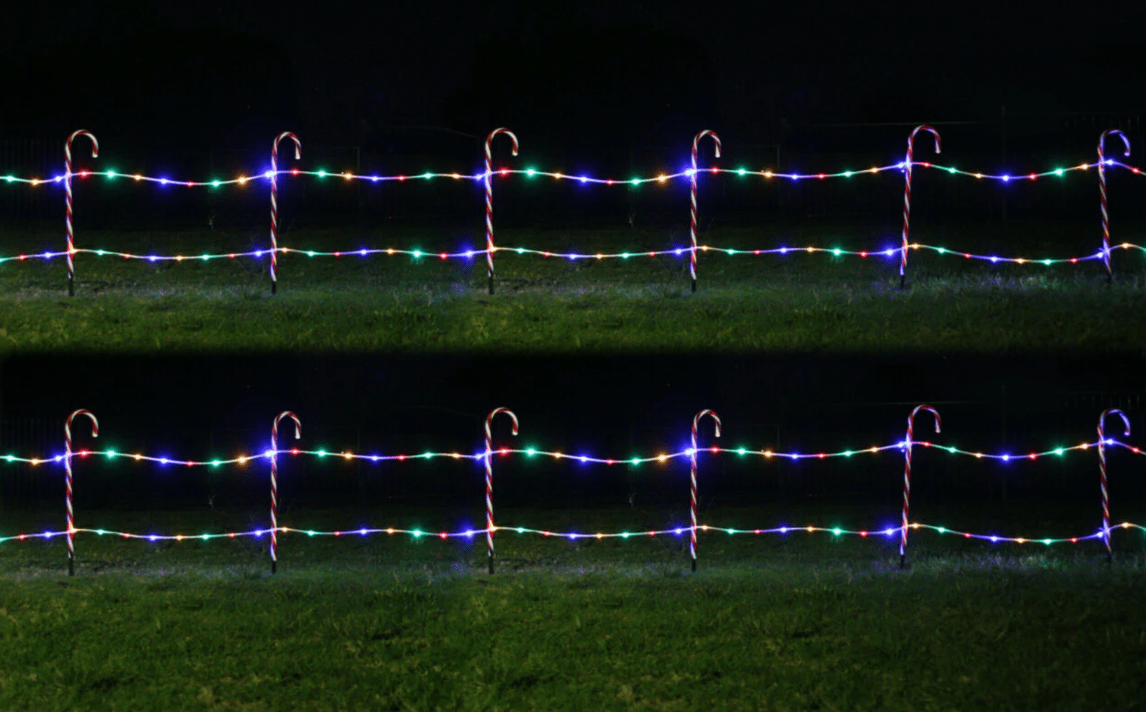 Solar LED Candy Cane Fence Stakes  pk 12
