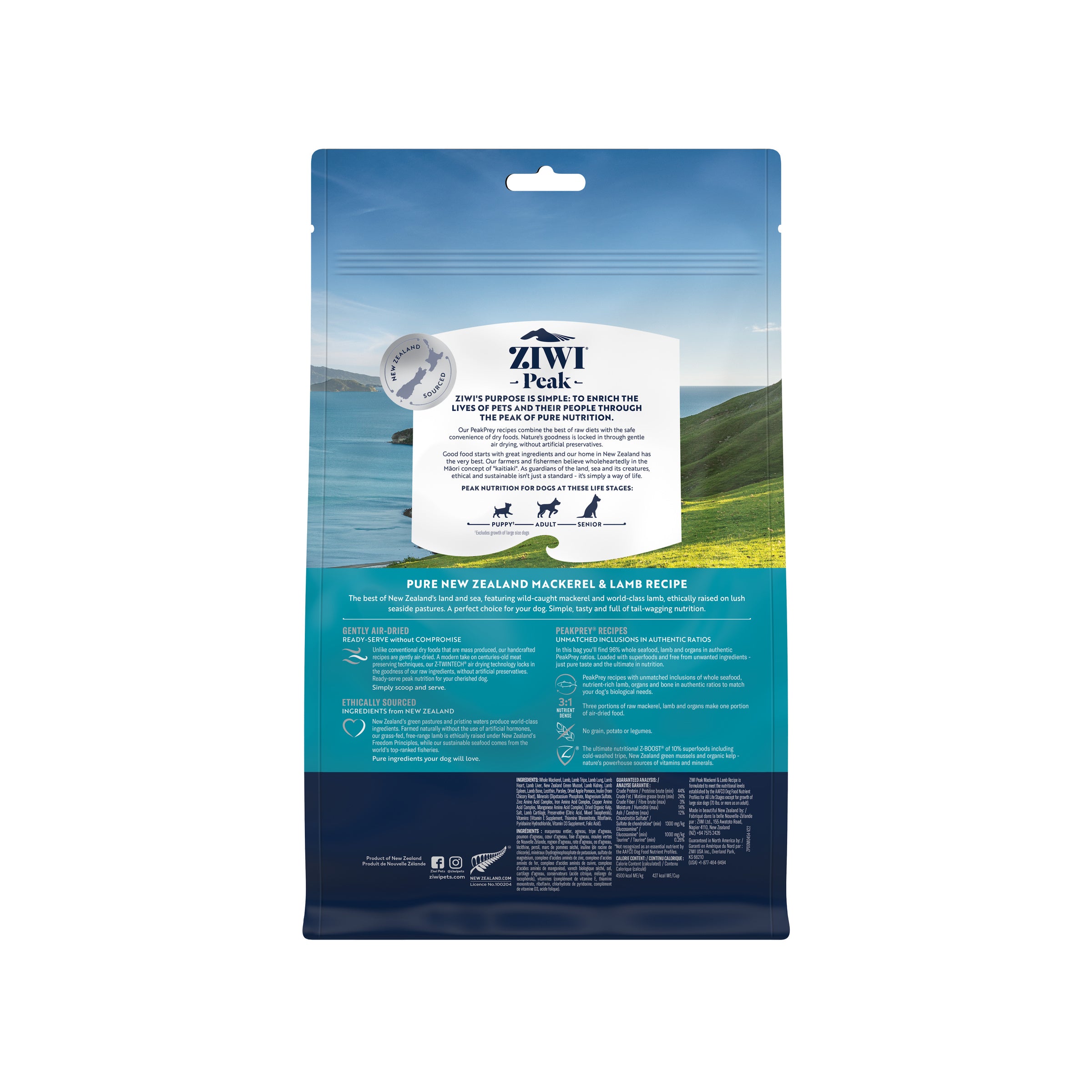 Ziwi Peak Air Dried Dog Food Mackerel and Lamb