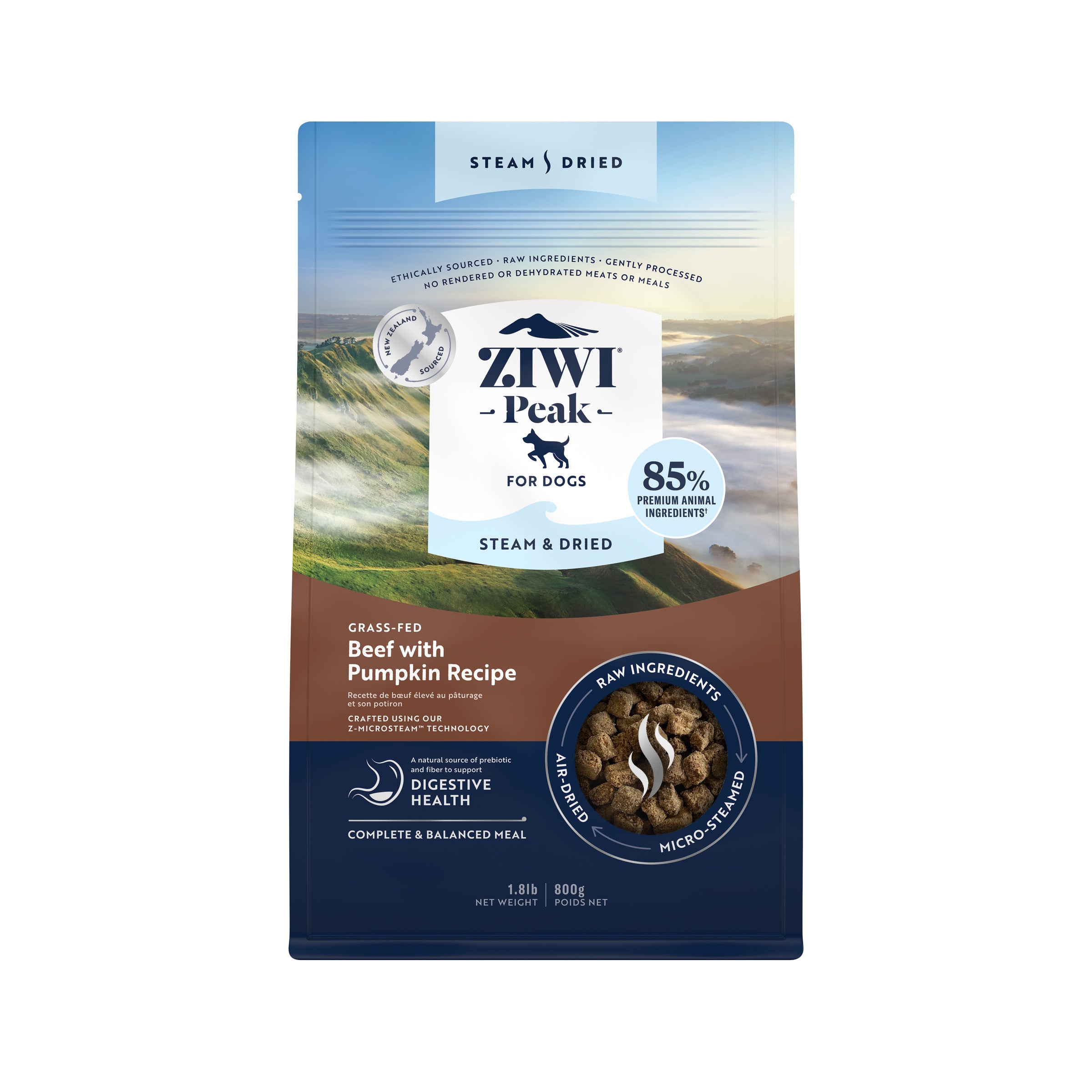 Ziwi Peak Steam Dried Dog Food Beef With Pumpkin