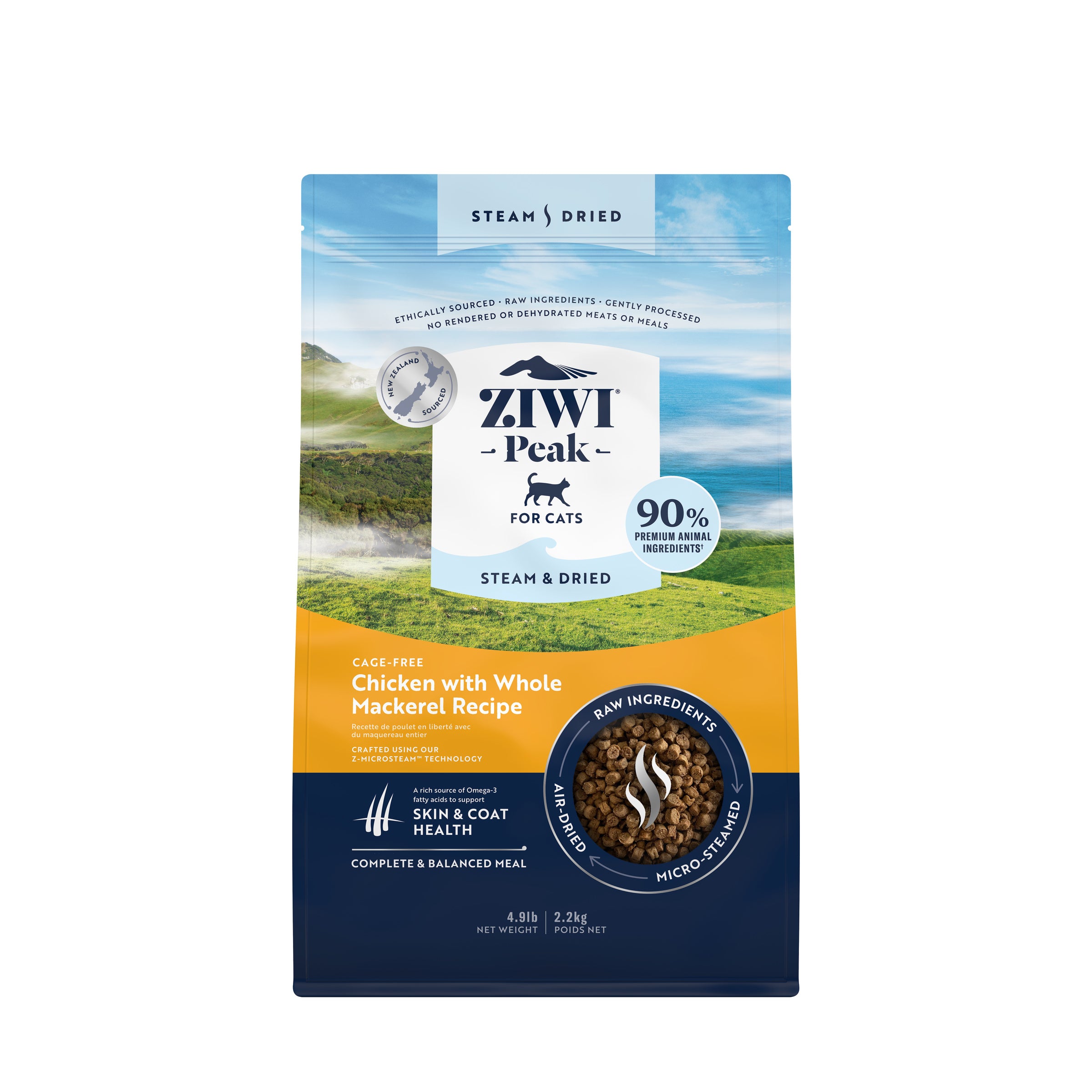 Ziwi Peak Steam Dried Cat Food Chicken With Whole Mackerel