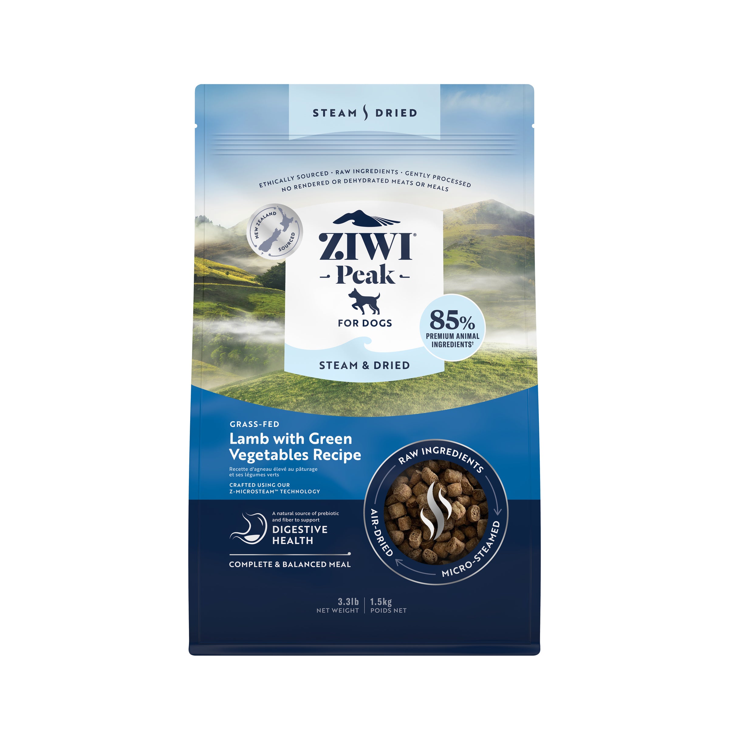 Ziwi Peak Steam Dried Dog Food Lamb With Green Vegetables