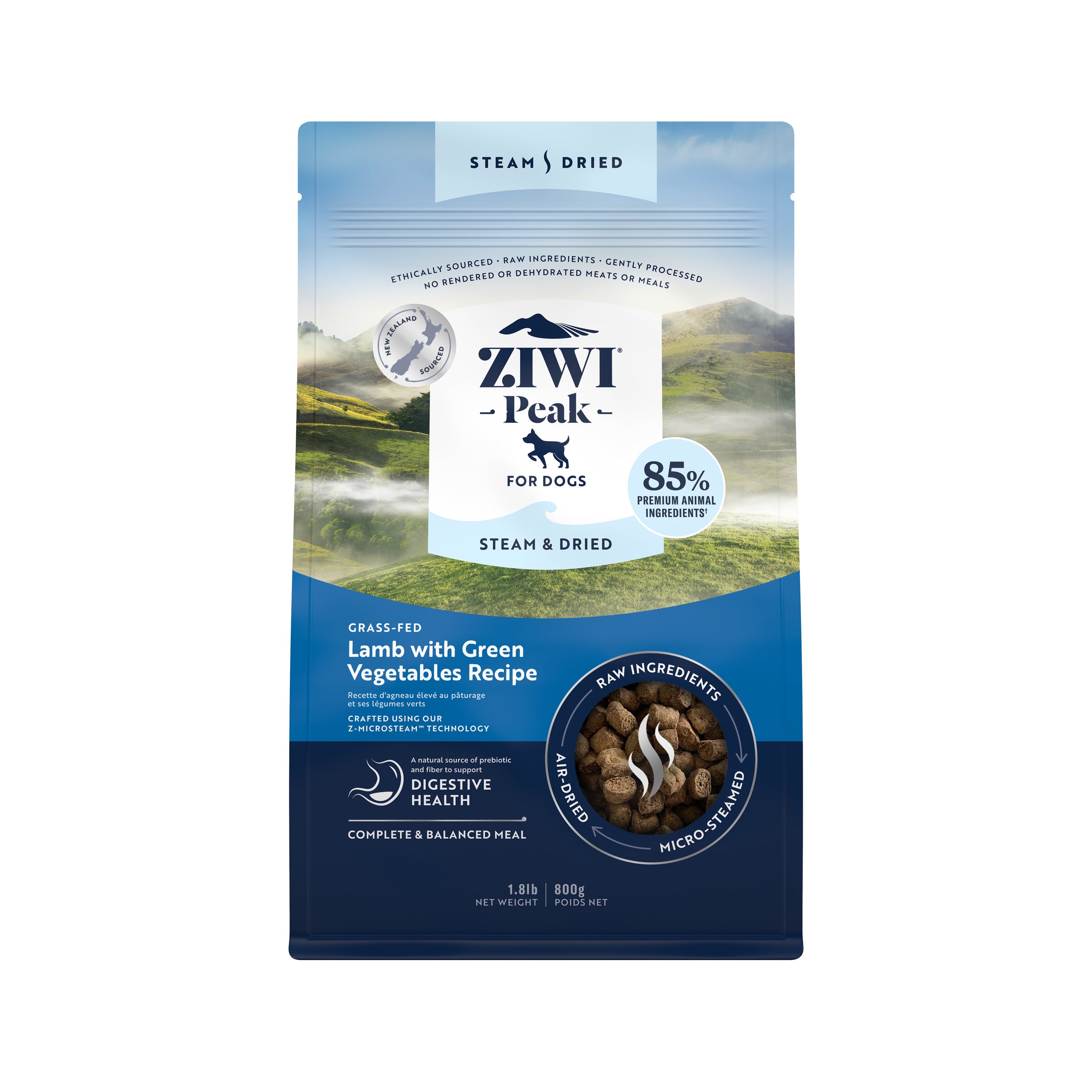 Ziwi Peak Steam Dried Dog Food Lamb With Green Vegetables