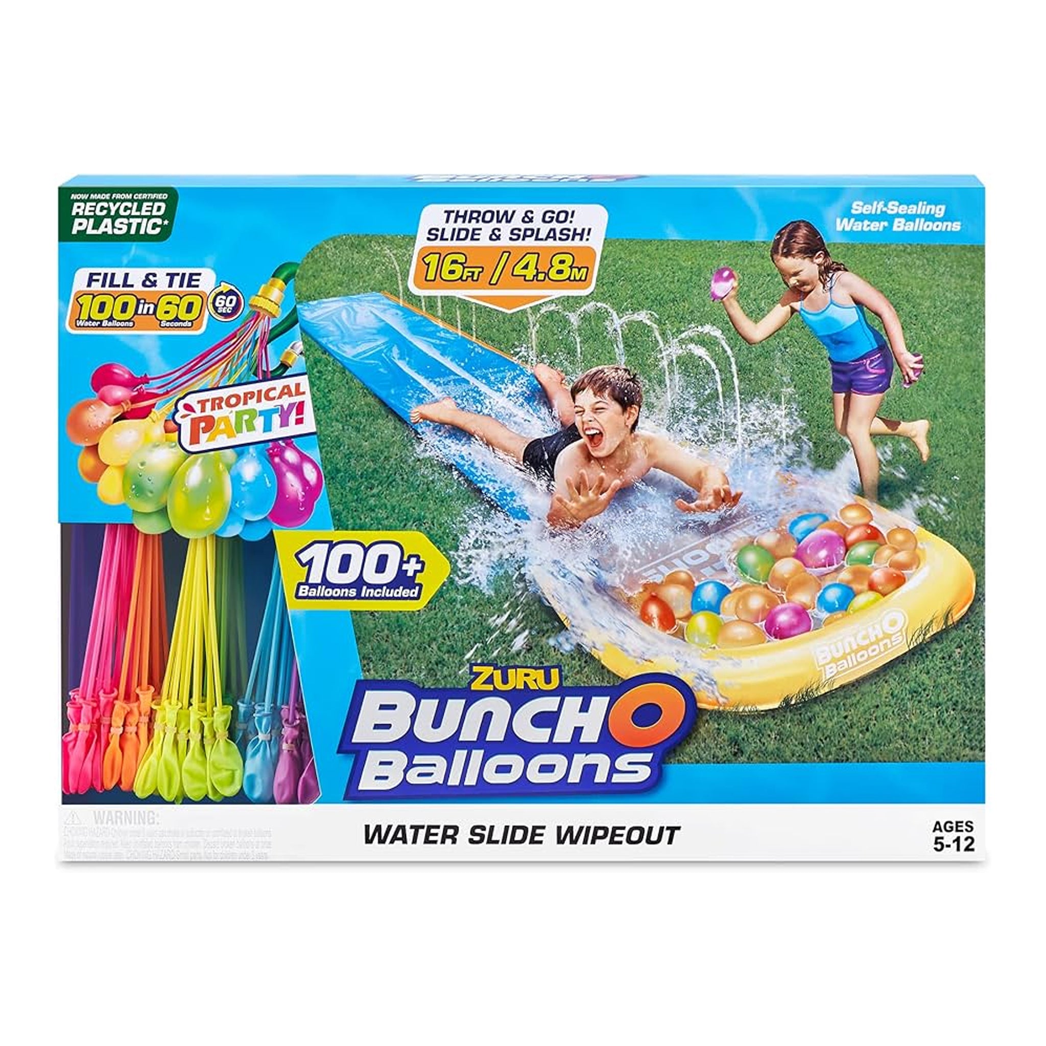 ZURU Bunch O Balloons Tropical Party Water Slide with 100 Water Balloons
