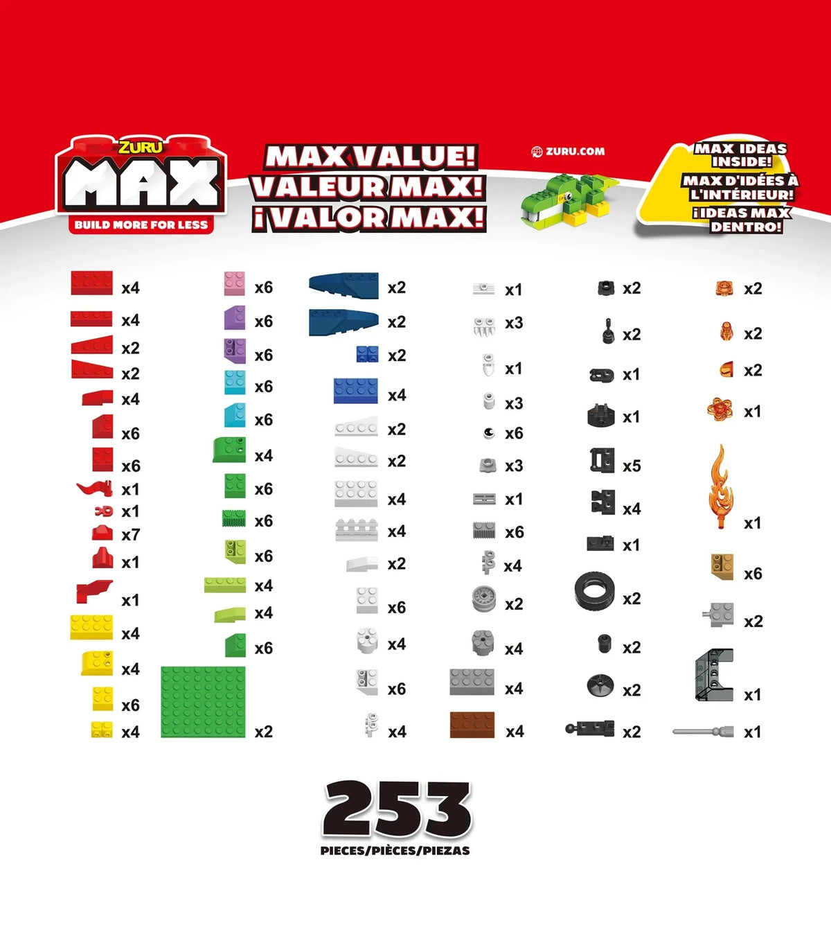 ZURU MAX Build Construction Value Tub 253 Bricks xx