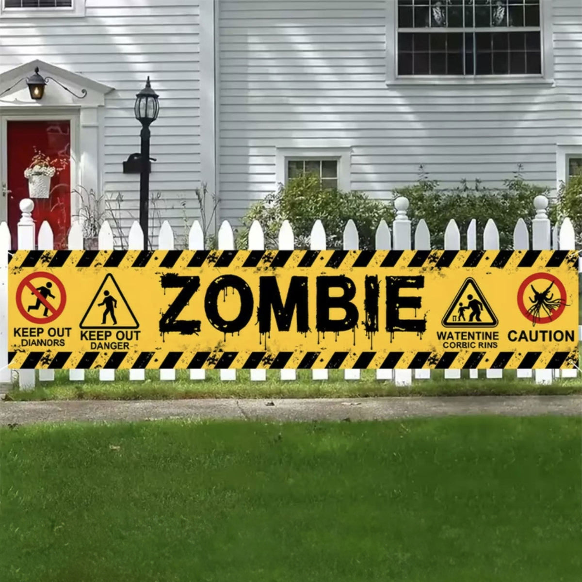Zombie Warning Yard Banner 3m