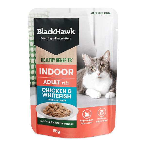 BLACK HAWK Cat Healthy Benefits Indoor Chicken and Whitefish 12 x 85g
