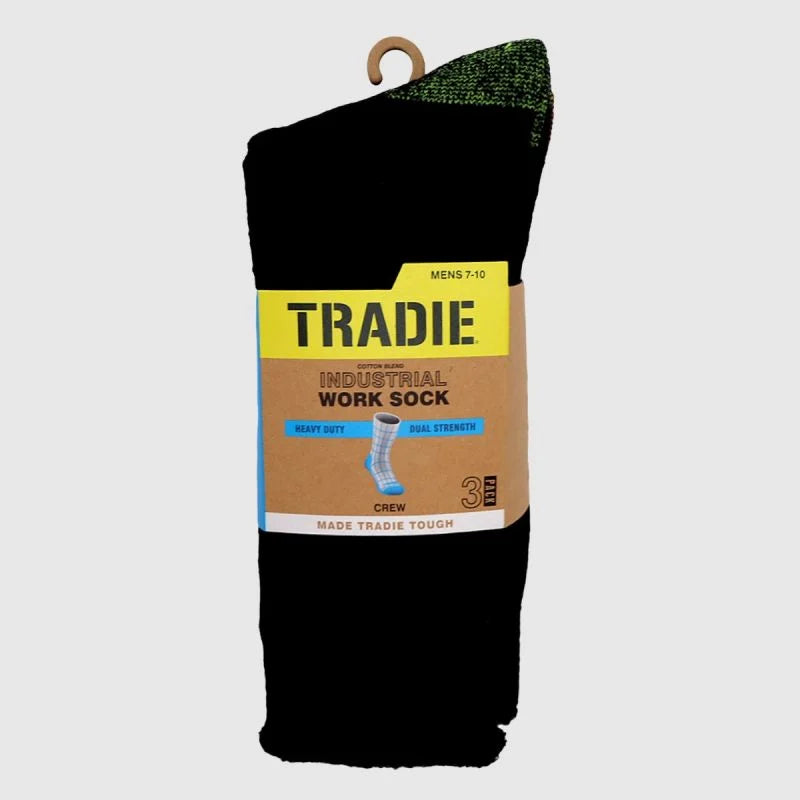 TRADIE Men's 3pk Cotton Crew Sock