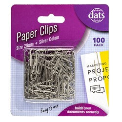 Clip Paper 28mm 100pk Silver