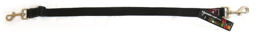 Black Dog Wear Adjustable Lead Double Snap Regular 45 - 70cm