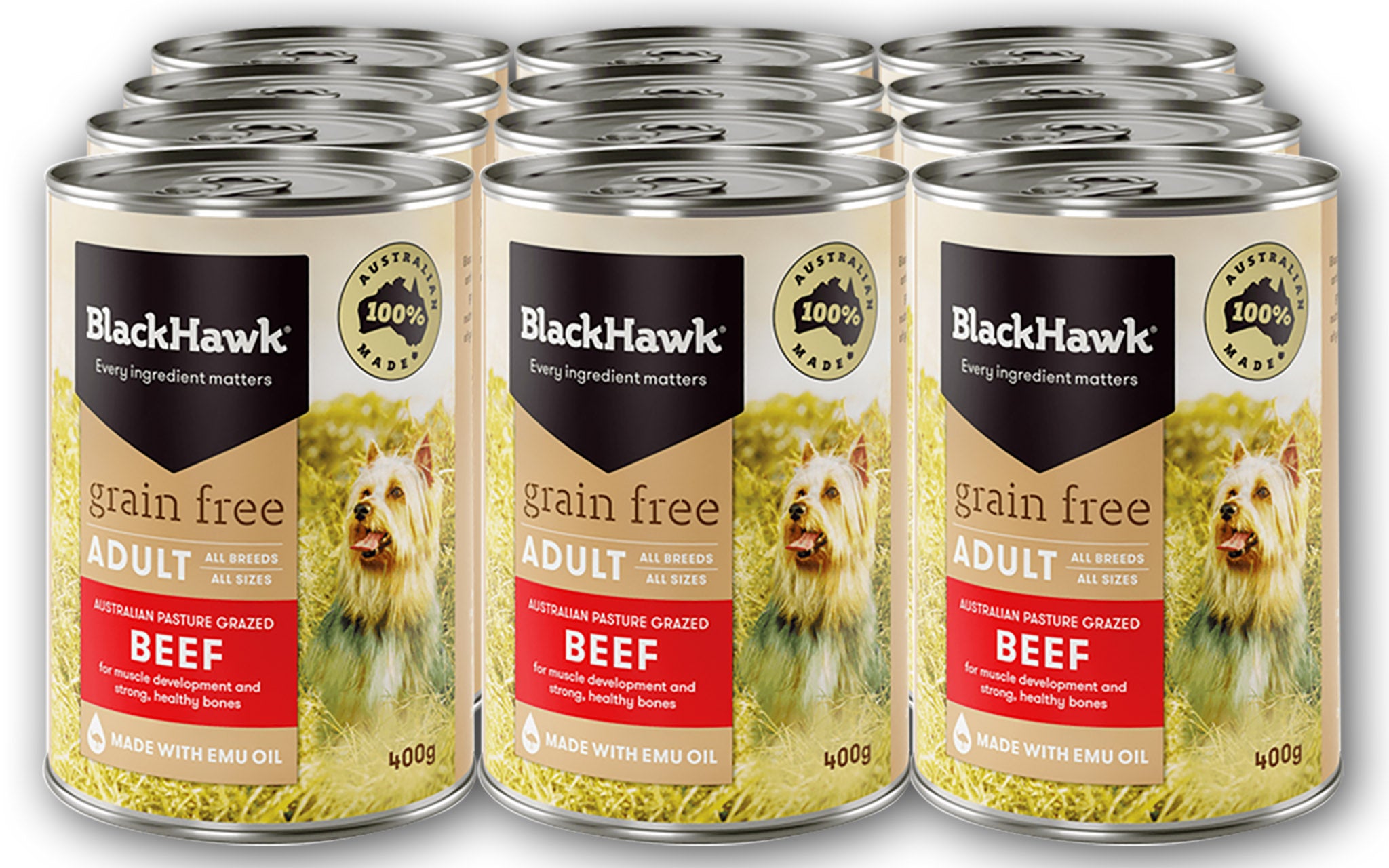 Black Hawk Grain Free 12X400G Cans