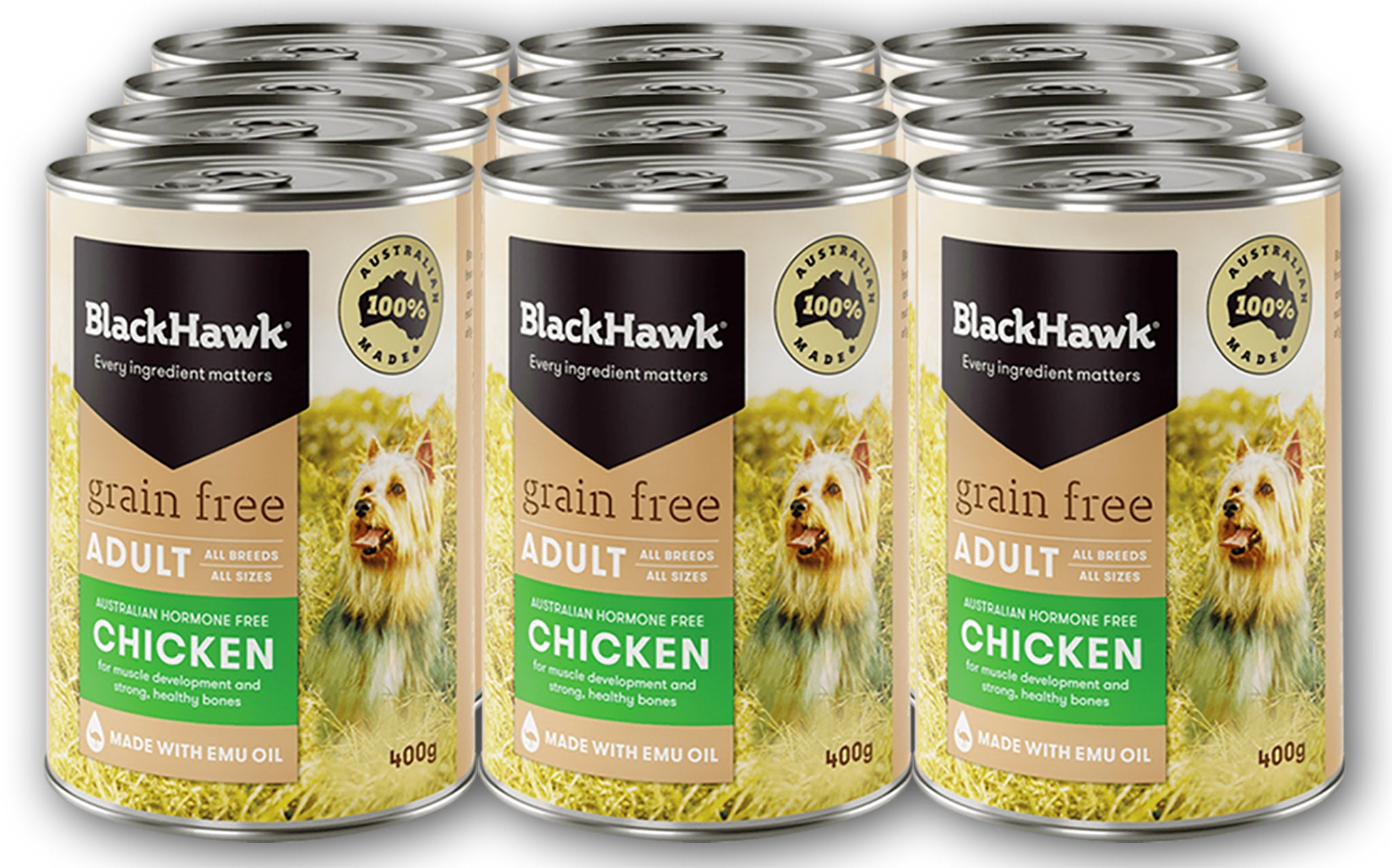 Black Hawk Grain Free 12X400G Cans
