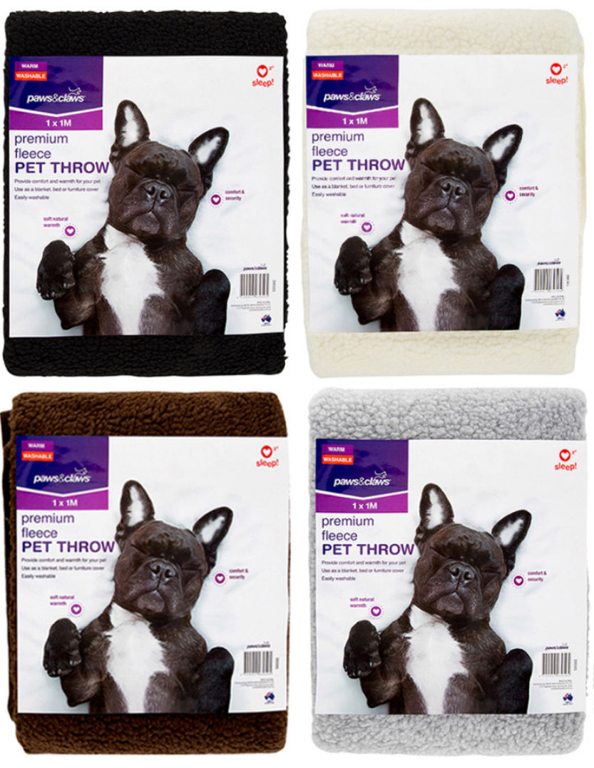 Paws & Claws Sherpa Fleece Throw Rug 1mx1m