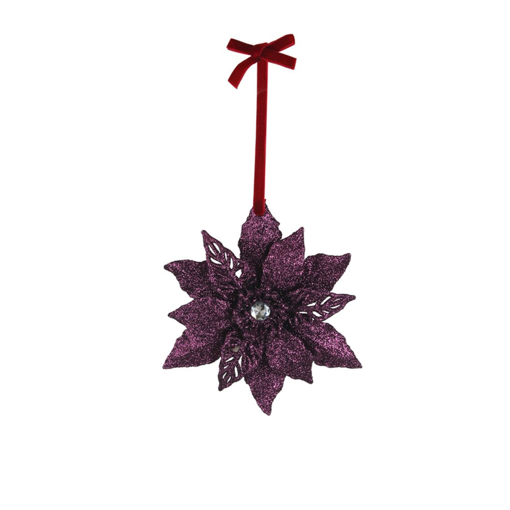 Plum Glitter Poinsettia Tree Deco