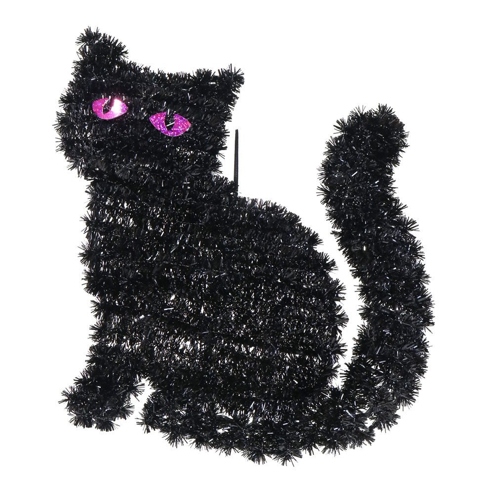 Hanging Tinsel Black Cat 33cm