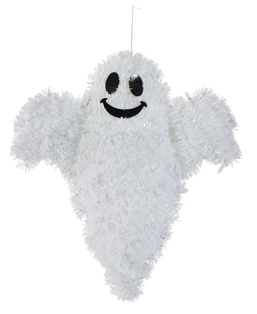 Hanging Tinsel Ghost 39cm
