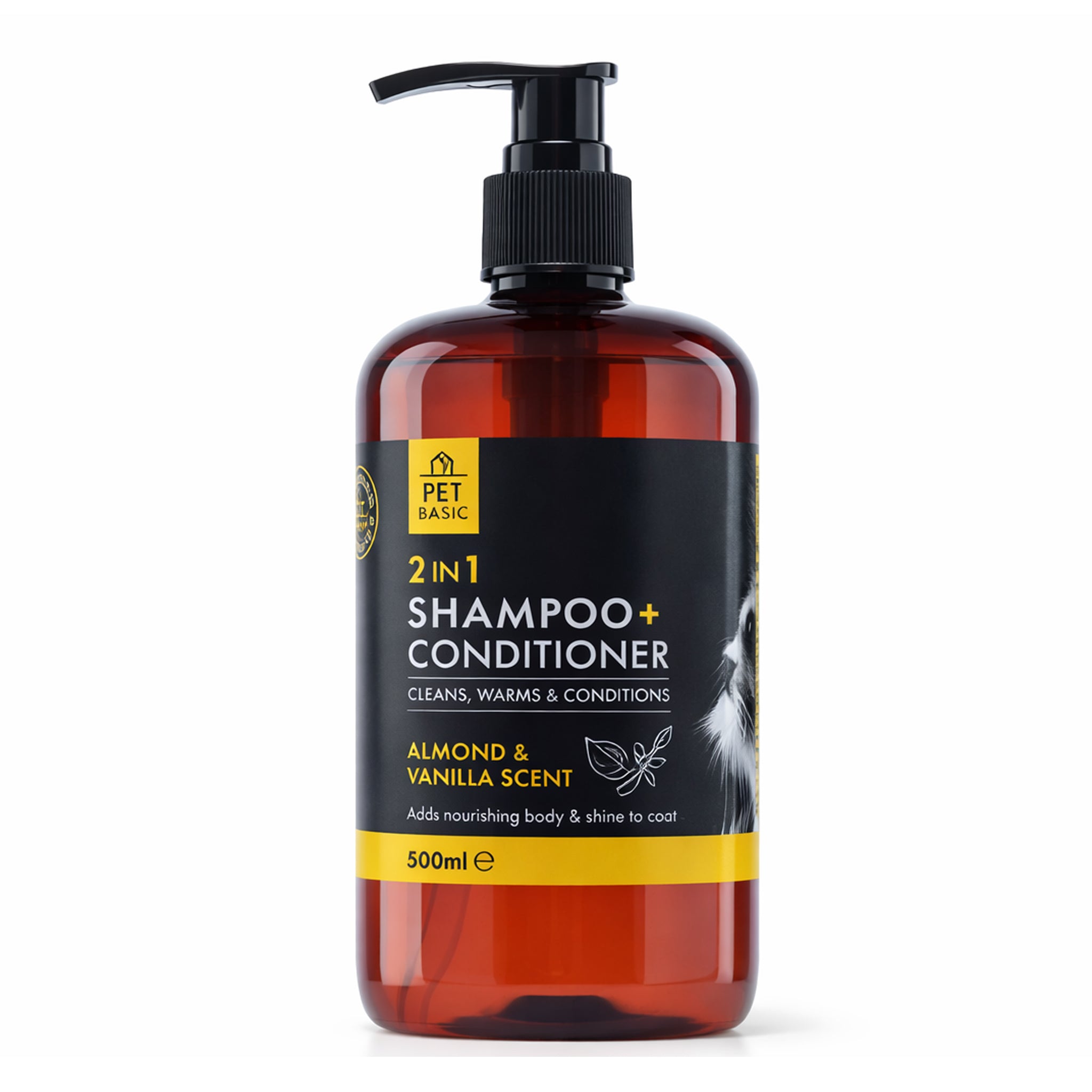 2-in-1 Dog Shampoo & Conditioner – Almond & Vanilla Scent 500ml