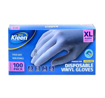 Gloves Powder Free Disposable - Vinyl - Clear - XLarge100pk