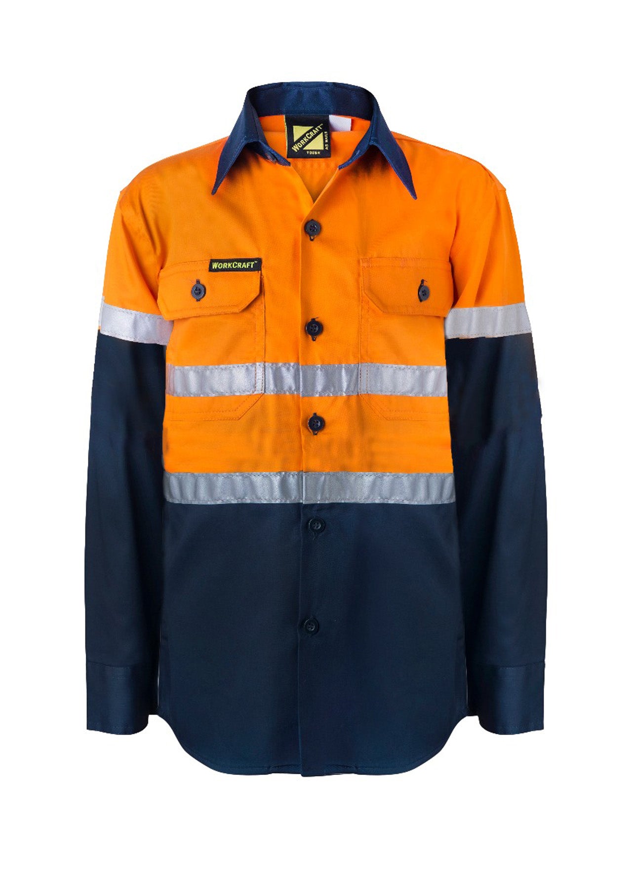 Kids Lightweight Hi Vis Long Sleeve Reflective Cotton Drill  Shirt