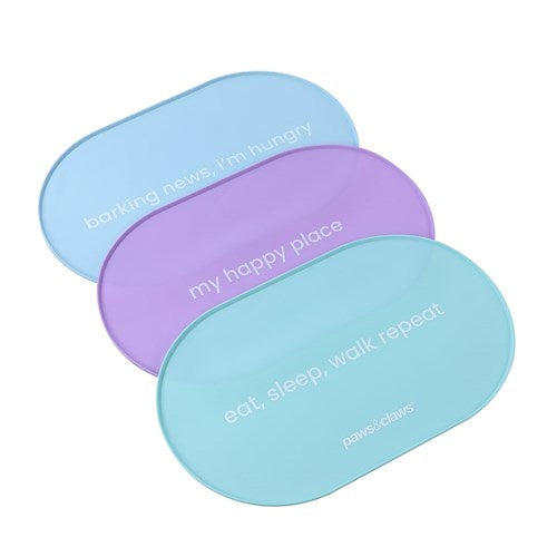 Paws & Claws Pet Non-Slip Silicone Food Mat Oval